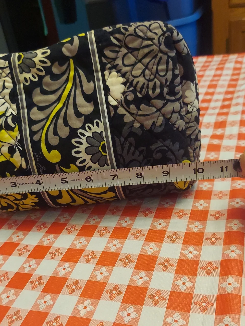 Vera Bradley medium quilted Floral Print Cosmetic Pouch - Black, Yellow, Cream